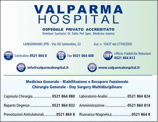 Casa Di Cura Valparma Via Xx Settembre 22 43013 Langhirano Pr 44 616110 26812